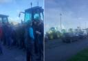 Tractors arrive by Venue Cymru