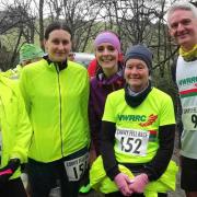 The NWRRC team at the Conwy fell race (l-r), Helen Hannam, Nia Lister, Charlotte Rose Wilton jones, Nicola Wylie, and Adam Lemalle