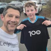 Young Joe Culverhouse celebrated his 100th parkrun with his dad Stuart at Conwy