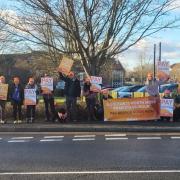 Doctors protesting at Wrexham Maelor Hospital back in January.