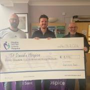 Dean and Paul with James Wilde, head of fundraising and supporter care at St David's Hospice
