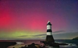 Cheryl Jones captured the dazzling light show over Trwyn Du Lighthouse (known as Penmon Lighthouse) on Anglesey.