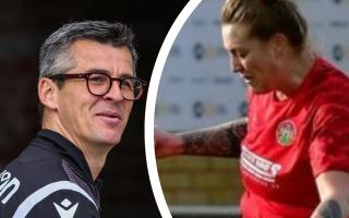 Then Bristol Rovers manager Joey Barton (Image PA) and (right) Sophie Bancroft (Sophie Bancroft/X)