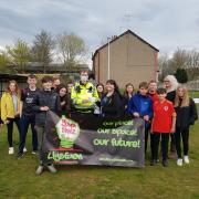 Police Community Officer Matthew Preston with children from the Llysfaen Youth Shed. Photo: NWP West Conwy Costal