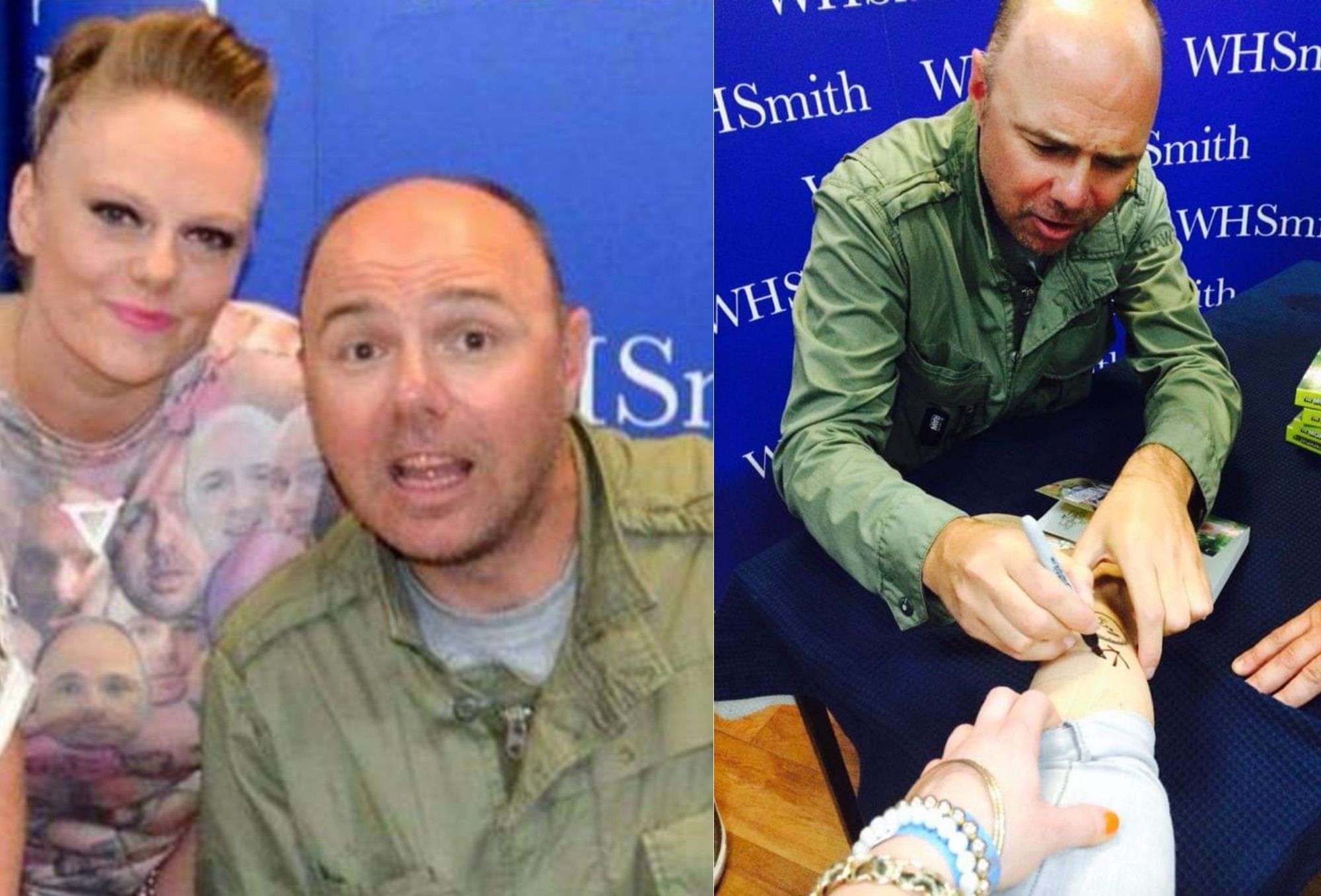 Lauren Hopwood, from Rhosllanerchrugog, met presenter/comedian Karl Pilkington at Manchester 2014: Myself and two friends went to meet Karl at a book-signing and also asked him to sign our tattoos of his face that two of us had done previously. Best
