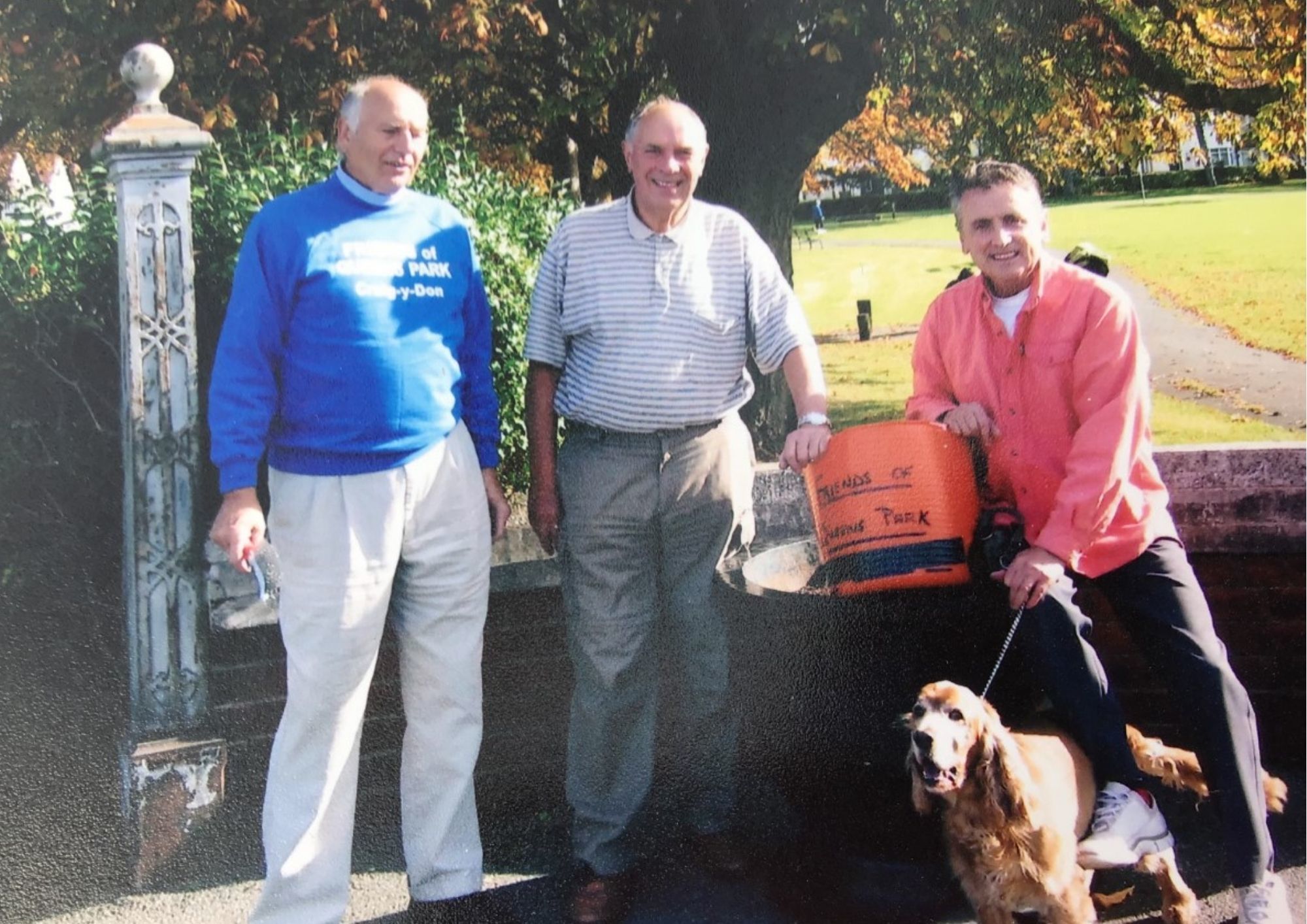 Pictured in 2008, when the members were carrying out improvements to the wrought iron historic pillars. John Hughes is on the left, followed by Brian Goldsmith, centre, and jeff Wright with his dog Teal to the right. Picture: Submitted