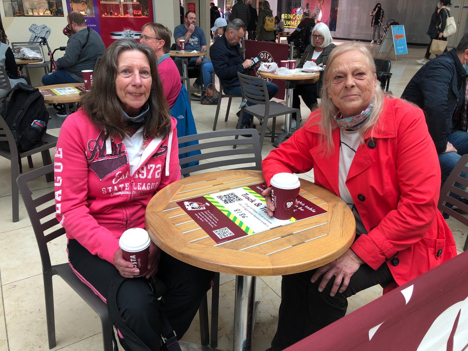 Carolyn Neale and Sylvia Caton, both 67, enjoy their first catch up in six months 