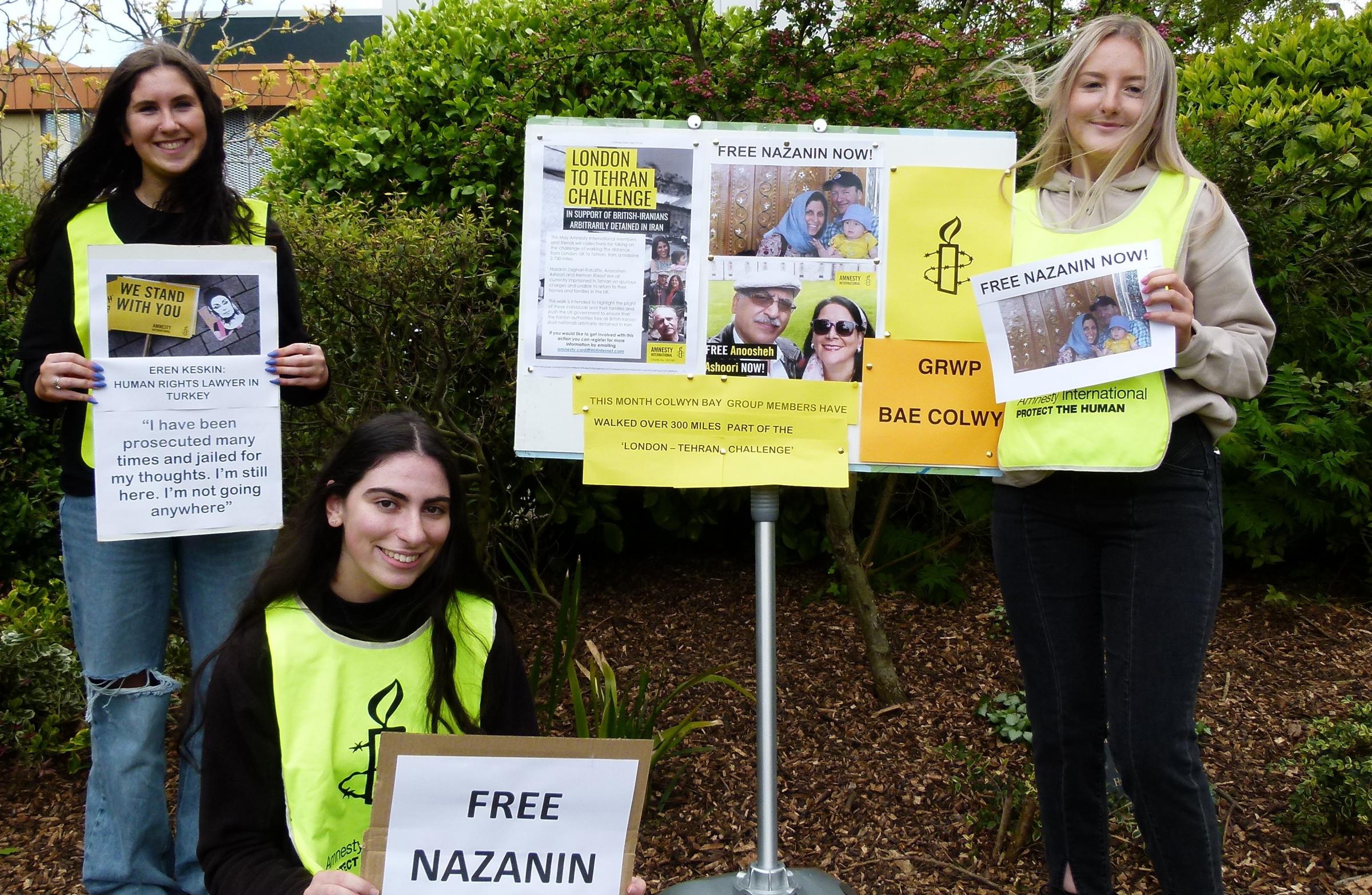Amnesty supporters mark Amnestys 60 anniversary by showing solidarity with human rights lawyer Eren Keskin and British-Iranian dual nationals Nazanin Zaghari Ratcliffe and Anoosheh Ashoori.