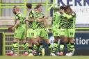 Forest Green celebrate Jake Young's goal Pic: Shane Healey/ Pro Sports mages