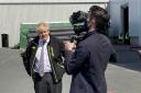 Prime Minister Boris Johnson on a visit to the Net World Sports factory on Wrexham Industrial Estate. Source: Liam Randall (LDR service)