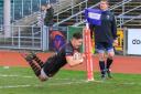 Rhodri King scores his first try for RGC   Picture: TONY BALE