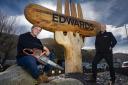 Chainsaw sculptor Ed Parkes pictured with Managing Director Ieuan Edwards. Picture: Mandy Jones