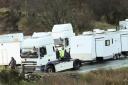 Trailers and trucks were parked up at Moel Famau on Monday night (March 6).