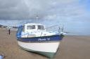 The crewless boat which was discovered adrift in the sea at Colwyn Bay.