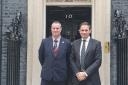 Adrian Hughes with Robin Millar MP at 10 Downing Street.