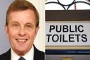 L: David Jones MP. R: Public toilets