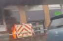 Vehicle on fire at the petrol station in Old Colwyn