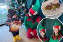 Meeting Holly, inset - Elves Mistletoe and Holly and Christmas tree topped pancake