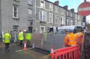Flood defences in place in Conwy.