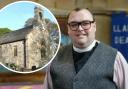 Llanrhos Church and Reverend Samuel Erlandson, mission area leader for Aberconwy