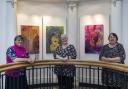 Cartrefi Conwy Emerging Woman art exhibition; (L-R) Sheila Campbell, Eleri Jones and Vera Evans. Picture: Mandy Jones