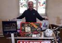 Organiser Gordon Jones with some of the items up for auction on October 22.
