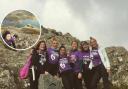 Jenny (third from left) and friends climbed Snowdon for St David's Hospice.