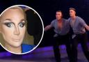 Inset, The Vivenne shares that she popped her shoulder out and main image, Drag queen The Vivienne performs with partner Colin Grafton. Pictures: Twitter @THEVIVIENNEUK / Dancing on Ice