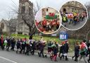 About 400 pupils took part in the St David's Day parade in Colwyn Bay on March 1. Inset top right - children proudly carry a Welsh flag and children at Ysgol Bodafon in Llandudno mark St David's Day with singing and activities.