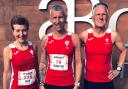 The NWRRC trio who ran for Wales at Chester (l-r) Kay Hatton, Martin Green and Richard Eccles
