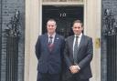 Adrian Hughes with Robin Millar MP at 10 Downing Street.