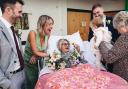 How wonderful! Anna and Hugo celebrate their wedding day with Anna's mum Rita at St David's Hospice
