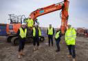 Key stakeholders from K & C Construction and ClwydAlyn visited the site to mark the restart in works.
