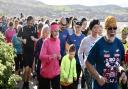 The mass crowd of runners at Conwy parkrun