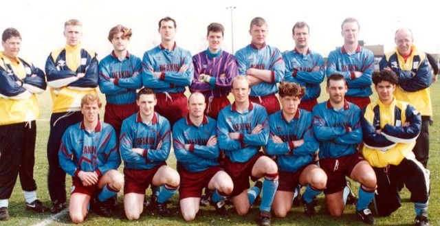 Jonny (back far-right) was a physio for Colwyn Bay FC while the club played in Ellesmere Port.