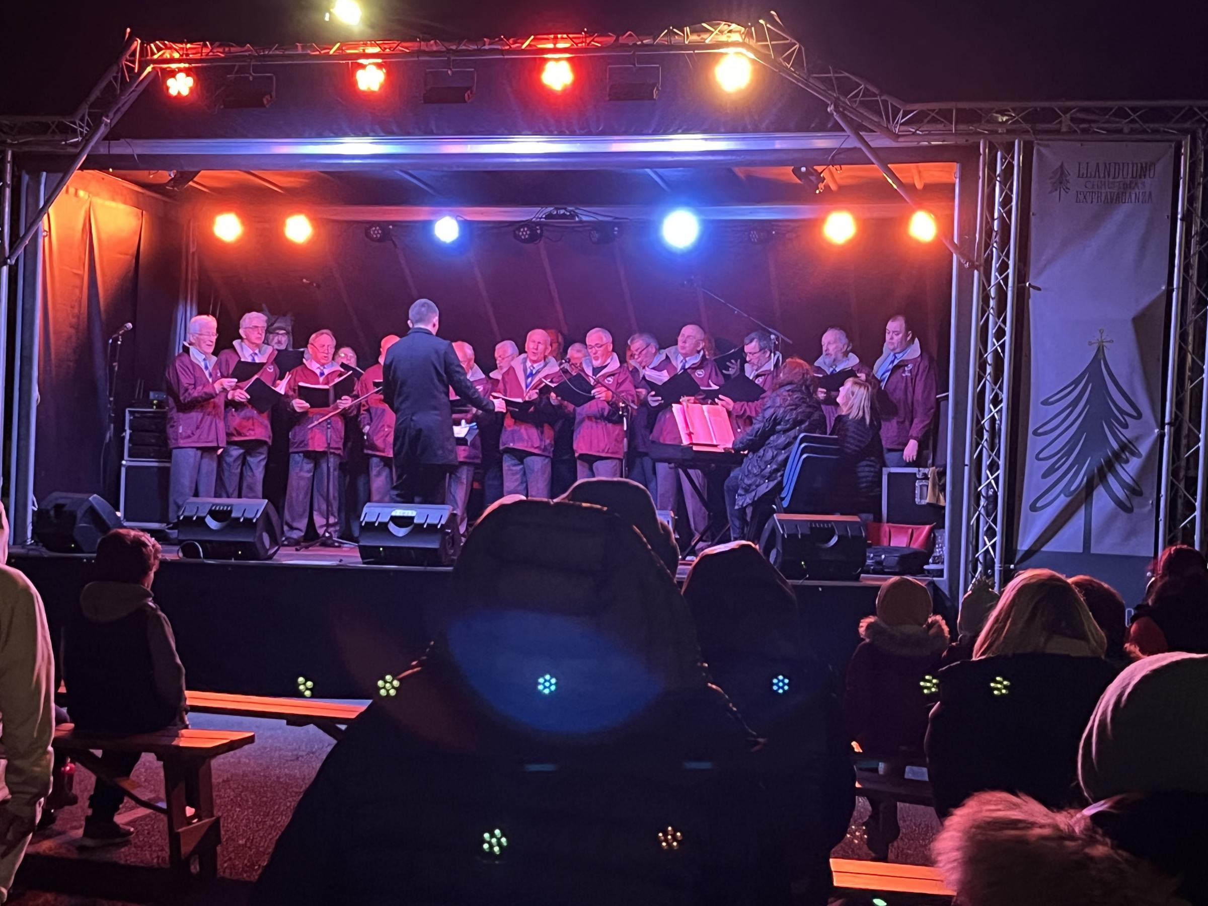 Maelgwn Male Voice Choir on stage. Picture: Suzanne Kendrick