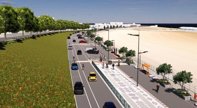 A graphic design of previous development plans for Rhos-on-Sea promenade.
