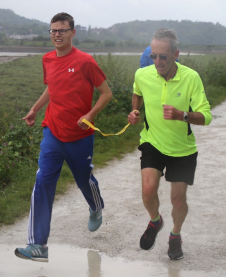 Daniel Owens with running partner Anthony Parvin in Conwy.