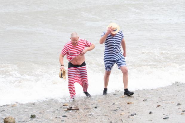 North Wales Pioneer: Rob Lloyd and Adam Williams after plunging into the icy Irish Sea.