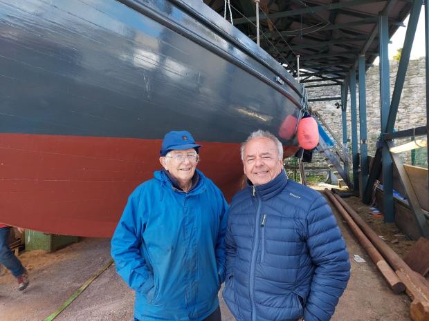 North Wales Pioneer: Allan Sharp (right) with Ron Lovelady, another trustee, prior to the boat's relaunch