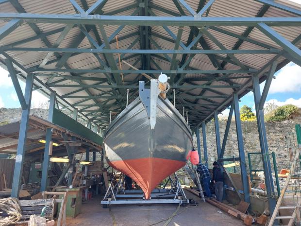 North Wales Pioneer: Helen II on Friday morning, prior to being transported back into the sea