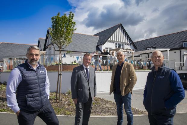 (L/R) Howard Vaughan, Managing Director at Brenig construction Ltd, Cllr Mike Priestley, Gareth Jones, Cartrefi Chair of the Board, and Andrew Bowden, chief executive of Cartrefi Conwy. Picture: Mandy Jones