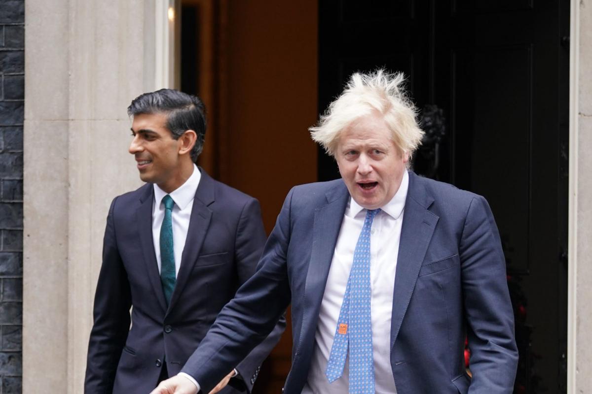 Prime Minister Boris Johnson and Chancellor of the Exchequer Rishi Sunak, exit 10 Downing Street, London