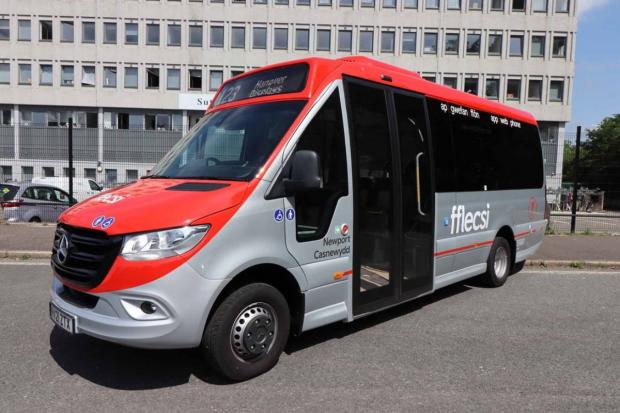 A Fflecsi bus in Newport. Picture: Transport for Wales