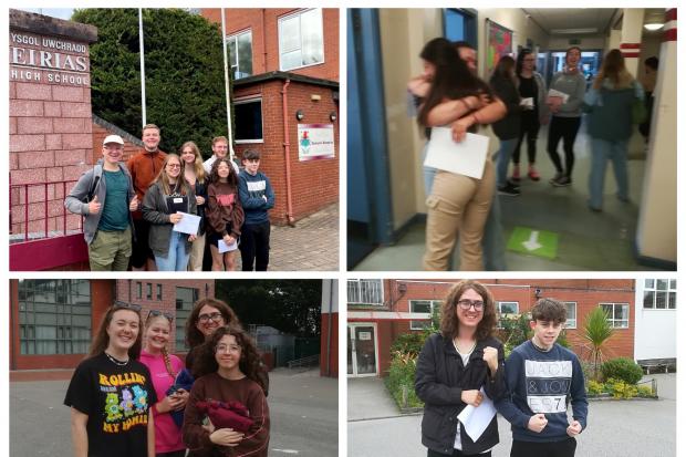 Ysgol Eirias students in delight at their results.