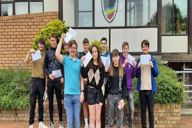 Ysgol Aberconwy students hold their results.