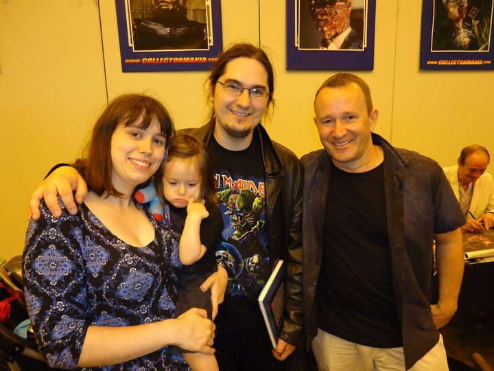 Hellraiser actor Simon Bamford with horror fans at convention.
