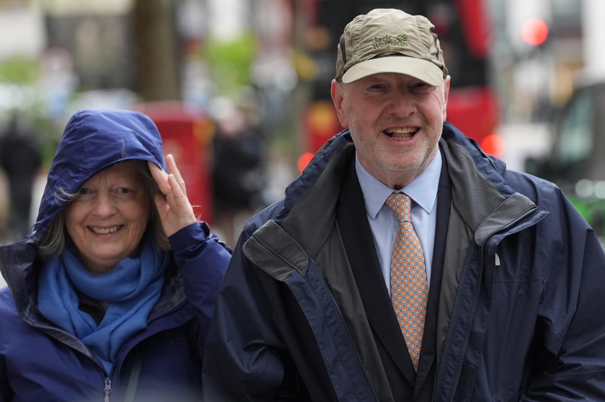 Former subpostmaster and lead campaigner Alan Bates, accompanied by his wife Suzanne Sercombe, arrives at Aldwych House, central London, to give evidence to Post Office Horizon IT inquiry. Image: Stefan Rousseau/PA Wire