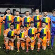 Conwy Borough in their Football vs Homophobia kit last season