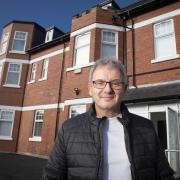 Cartrefi Conwy tenant Chris Dower at his new apartment in Colwyn Bay .       Picture Mandy Jones